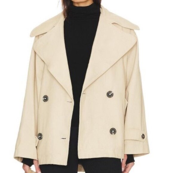 Free People Highlands Peacoat Medium Oversized Relaxed 100% Cotton - Picture 6 of 7